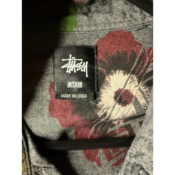 Stussy Hawaiian Shirt Floral Button Mens M Aloha Tropical Resort - Picture 3 of 5